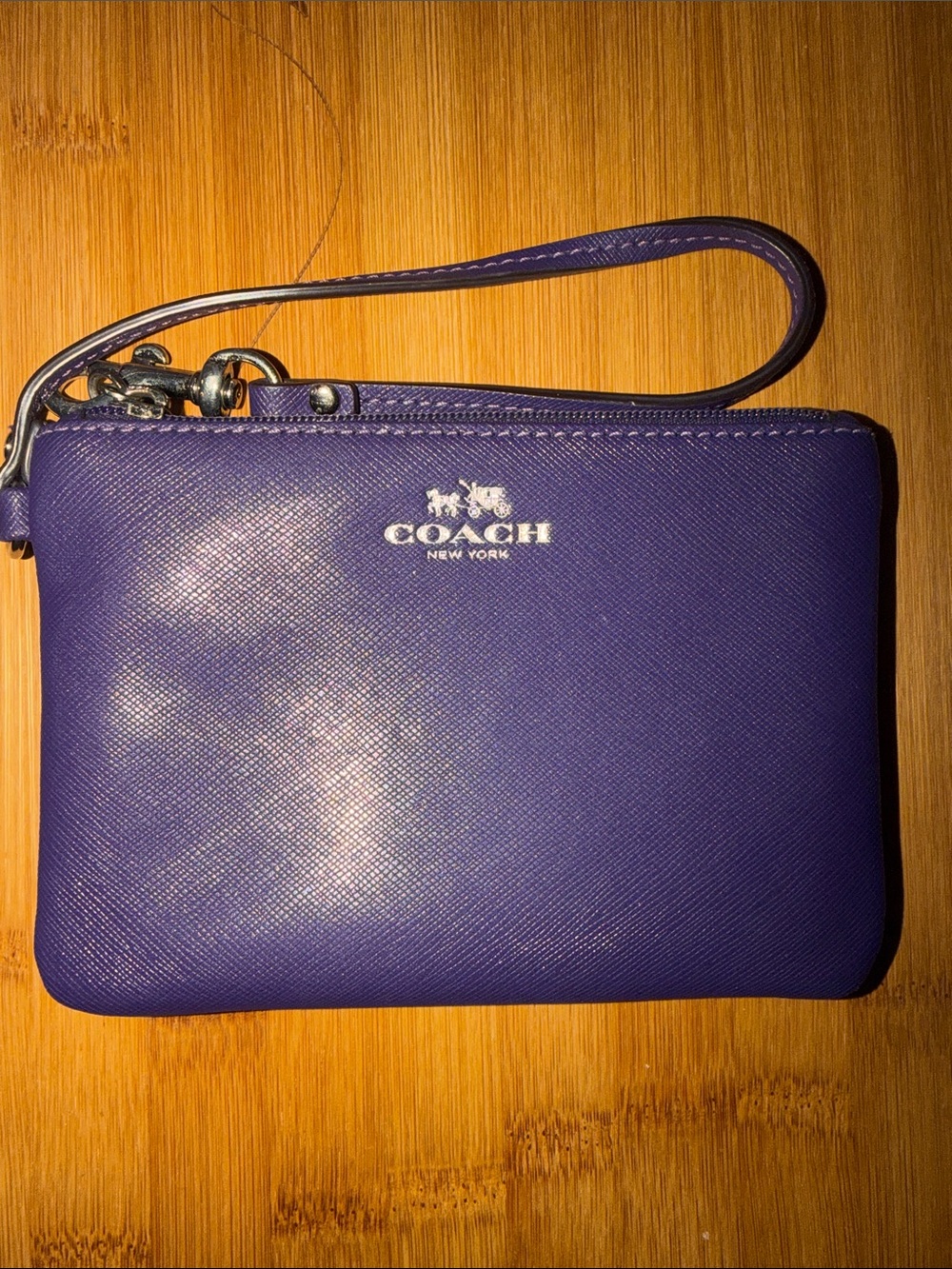 Coach Deep Purple Leather Wristlet with Detachable Strap